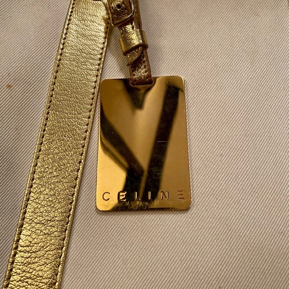 Vintage Celine White Canvas and Gold Leather Tote - Picture 3 of 11